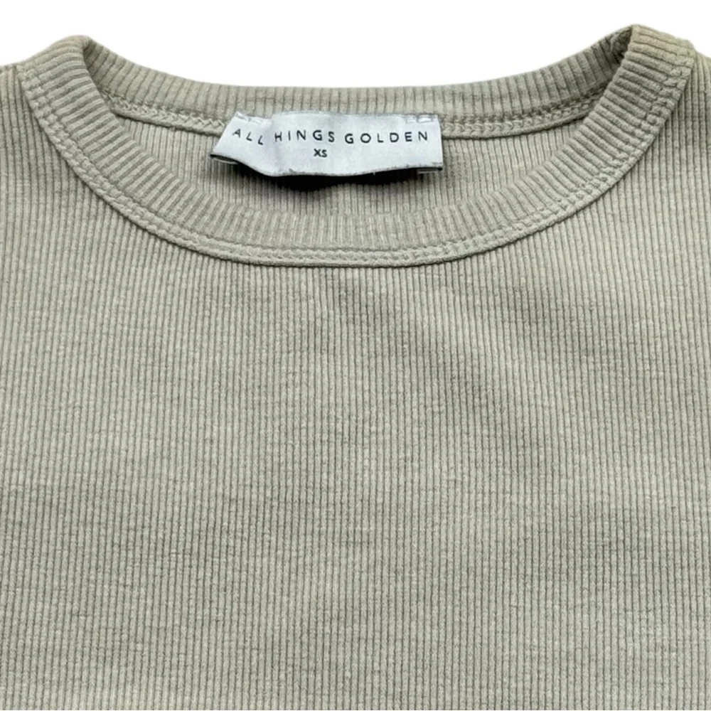All Things Golden Ribbed Long Sleeve Bodycon Mini Dress XS Beige Neutral Bundle - Picture 1 of 11